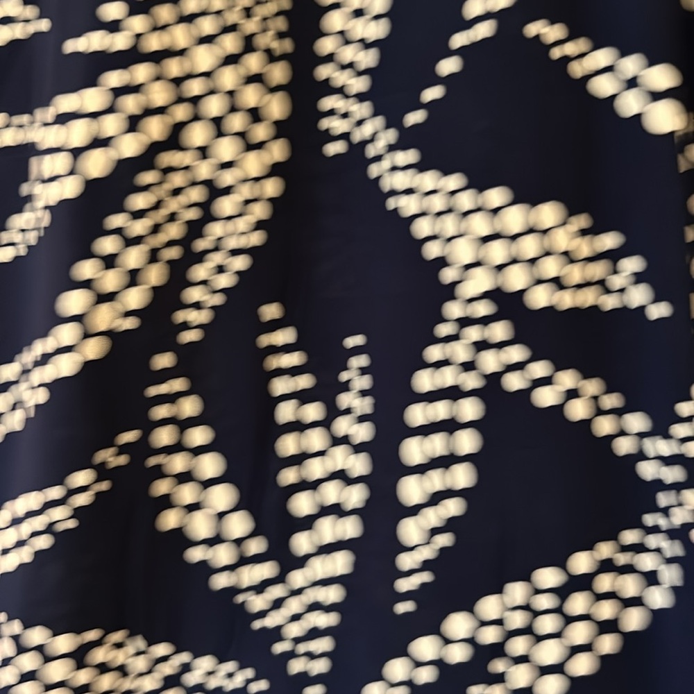 Polka Dot Leaf Print Wide Leg Pants Navy + White NEW Smocked Waist Size Medium - Picture 5 of 8